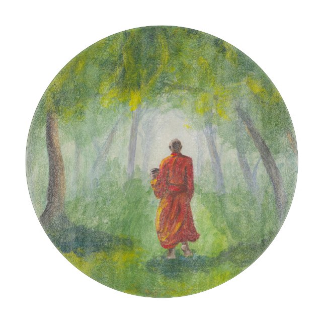 Asiatischer Wald, Acrylmönche. Schneidebrett (Vorderseite)