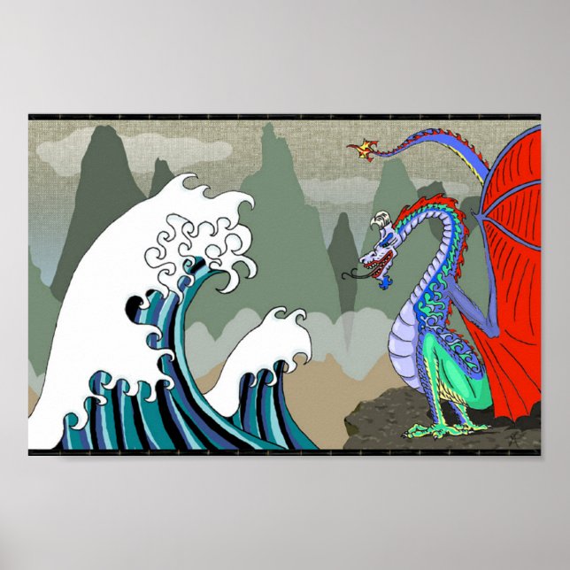 Asiatischer Wasserdrache 12 x 8 Poster (Vorne)