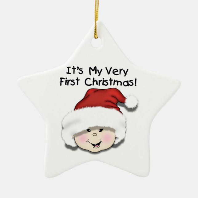 Asiatisches Baby-1. Weihnachtsandenken-Verzierung Keramik Ornament (Vorne)