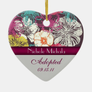 Asiatisches BlumenAdoptions-Mitteilungs-Andenken Keramik Ornament