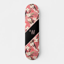 Asiatisches Florales Rosa Pfirsich Weiß Chinoiseri Skateboard
