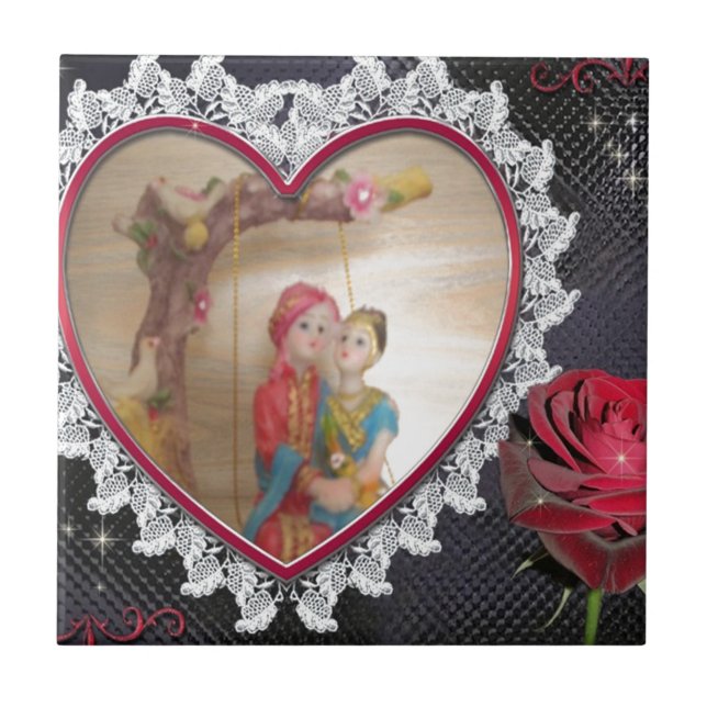 Asiatisches Hochzeitskaffee zum Heart Swing Art Pr Fliese (Vorderseite)