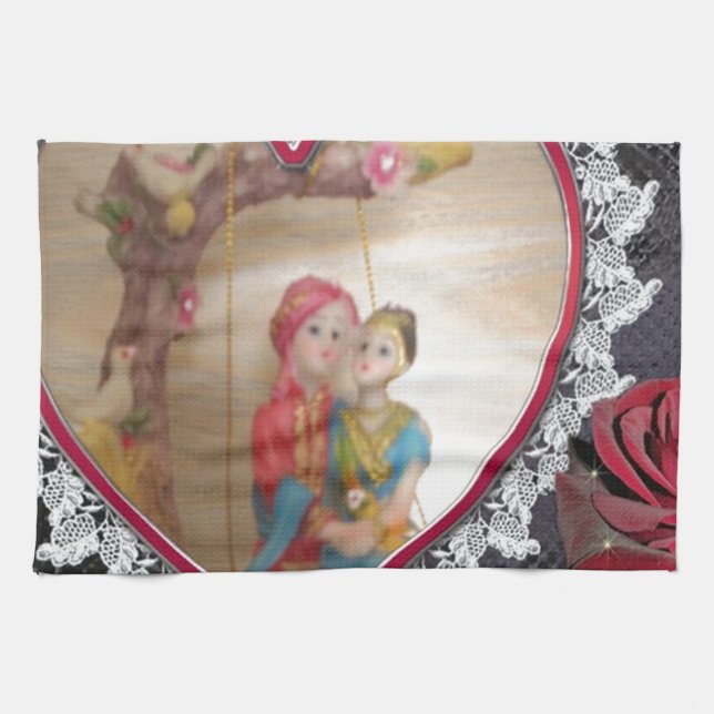 Asiatisches Hochzeitskaffee zum Heart Swing Art Pr Handtuch (Horizontal)