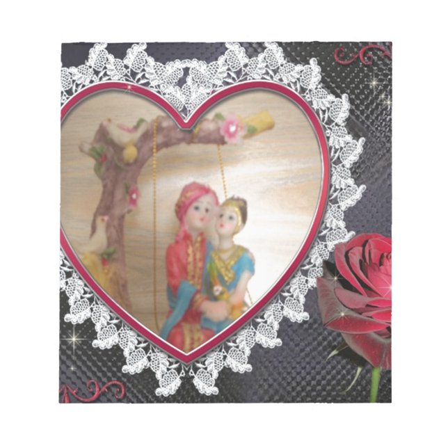 Asiatisches Hochzeitskaffee zum Heart Swing Art Pr Notizblock (Vorderseite)