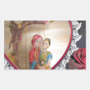 Asiatisches Hochzeitskaffee zum Heart Swing Art Pr Rechteckiger Aufkleber