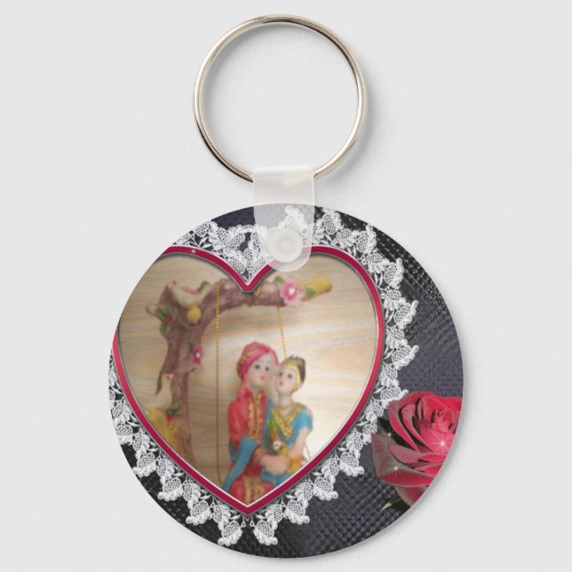 Asiatisches Hochzeitskaffee zum Heart Swing Art Pr Schlüsselanhänger (Vorderseite)