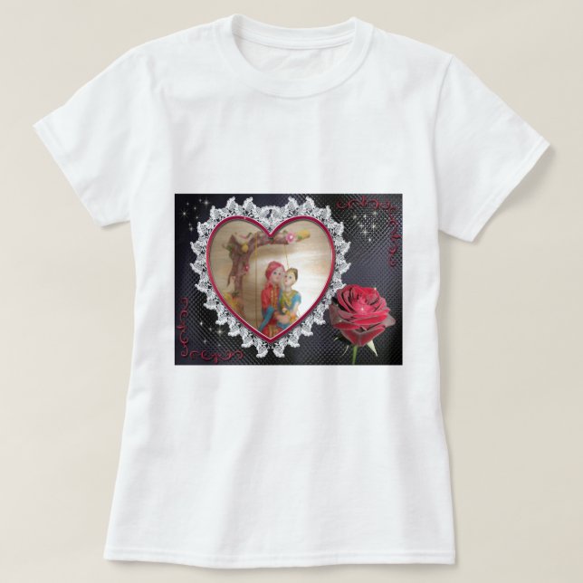 Asiatisches Hochzeitskaffee zum Heart Swing Art Pr T-Shirt (Design vorne)