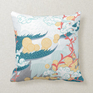 Asiatisches inspiriertes Natur-Muster Kissen