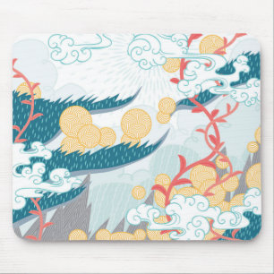 asiatisches Inspiriertes Naturemuster Mousepad