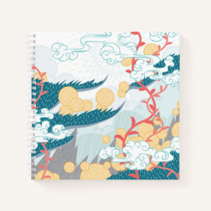 asiatisches Inspiriertes Naturemuster Notizbuch