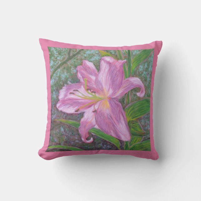 Asiatisches Lilien-Wurfs-Kissen Kissen (Vorderseite)