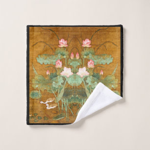 Asiatisches Lotos-Blume Lilypad Badhandtuch Set