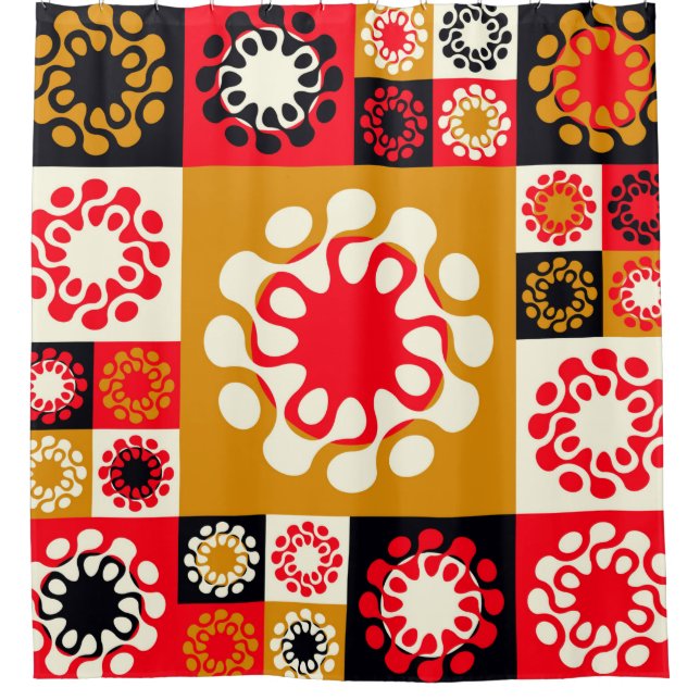 asiatisches Mosaik mit stilisierten Blume in Duschvorhang (Vorderseite)
