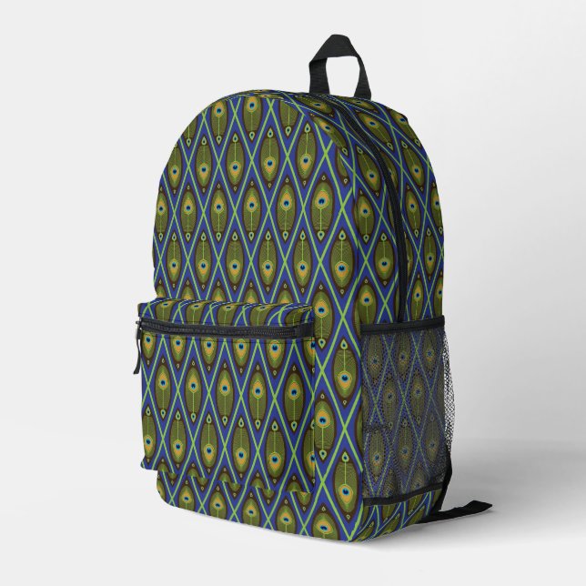 asiatisches Muster Bedruckter Rucksack (Rückseitige Ecke Rechts)
