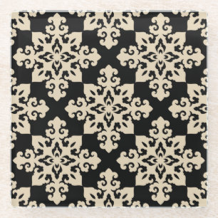 Asiatisches ornamentales Motiv geometrisches Muste Glasuntersetzer