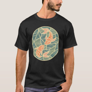 Asiatisches Yin-Yang-Koi-Fisch-Design-T-Shirt T-Shirt