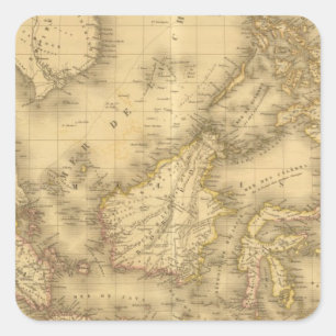 Asien 13 quadratischer aufkleber