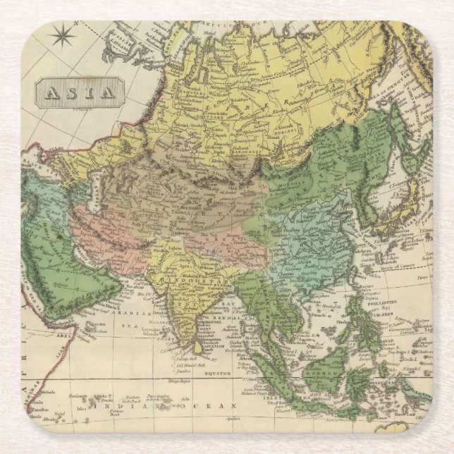 Asien 17 rechteckiger pappuntersetzer (Vorderseite)