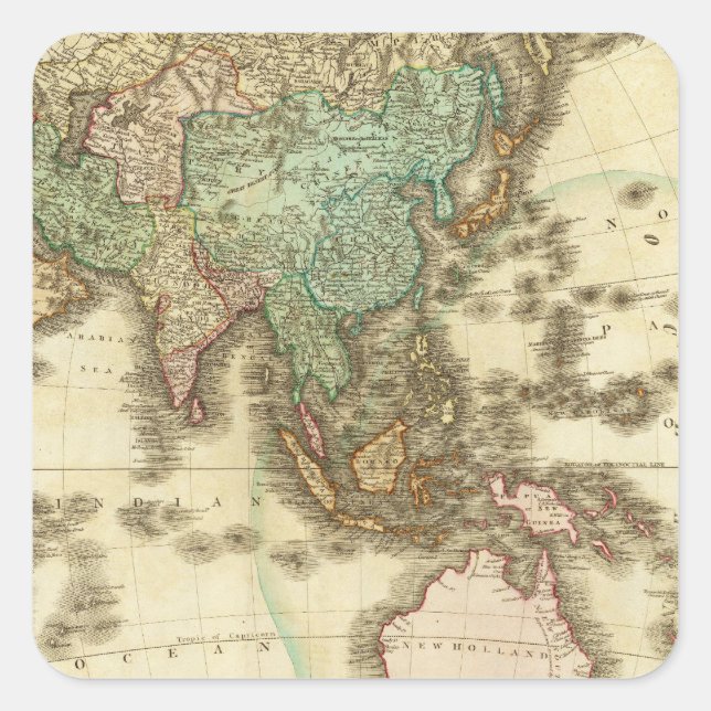 Asien 32 quadratischer aufkleber (Vorderseite)