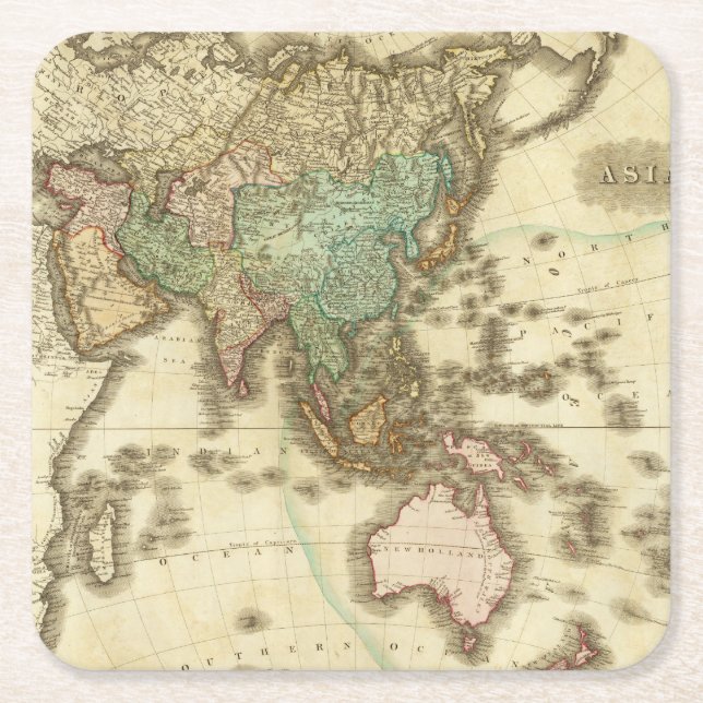 Asien 32 rechteckiger pappuntersetzer (Vorderseite)