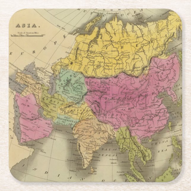 Asien 8 rechteckiger pappuntersetzer (Vorderseite)