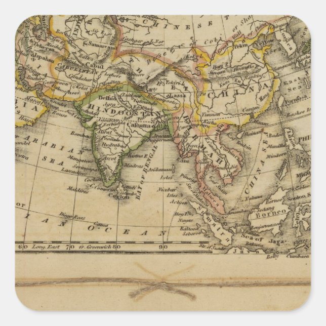 Asien, Afrika Quadratischer Aufkleber (Vorderseite)