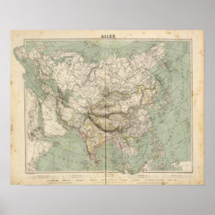 Asien-Atlas-Karte, die politische Abteilungen Poster