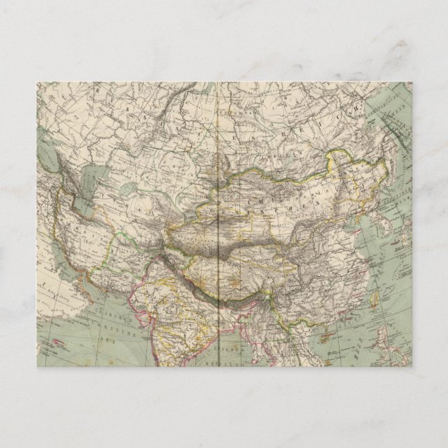 Asien-Atlas-Karte mit politischen Spaltungen Postkarte (Vorderseite)