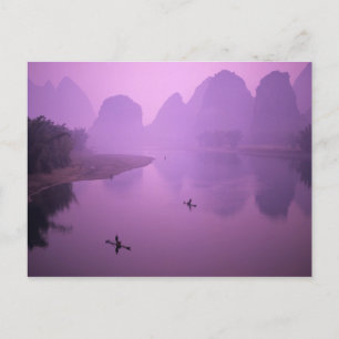 Asien, China, Guanxi, Yangshou. Fischer auf einem Postkarte