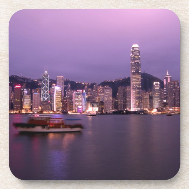 Asien, China, Hongkong, City-Skyline und Getränkeuntersetzer (Vorderseite)