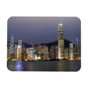 Asien, China, Hongkong, Stadt-Silhouette und 2 Magnet