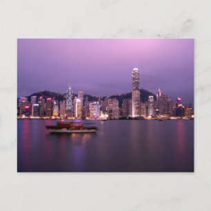 Asien, China, Hongkong, Stadt-Silhouette und Postkarte