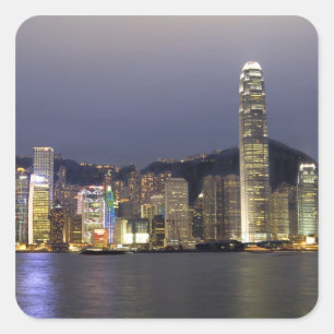 Asien, China, Hongkong, Stadt-Skyline und 2 Quadratischer Aufkleber