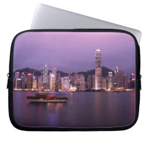 Asien, China, Hongkong, Stadt-Skyline und Laptopschutzhülle