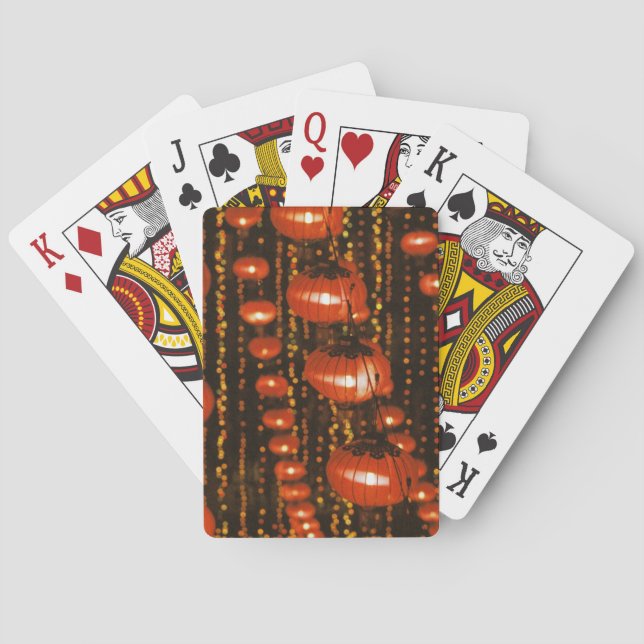 Asien, China, Peking. rote chinesische Laternen, Spielkarten (Rückseite)