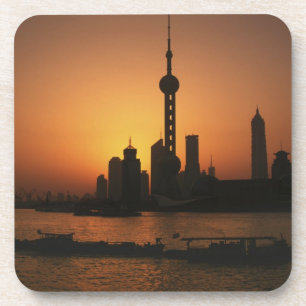ASIEN, China, Shanghai Blick auf Oriental Pearl TV Getränkeuntersetzer