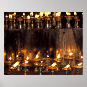 Asien, China, Tibet, Lhasa. Gebetsflammen, Poster