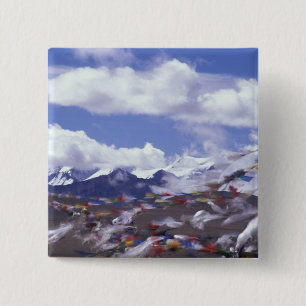 Asien, China, Tibet, Tangla-Pass. Gebetsfahnen, Button