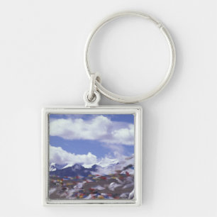 Asien, China, Tibet, Tangla-Pass. Gebetsfahnen, Schlüsselanhänger