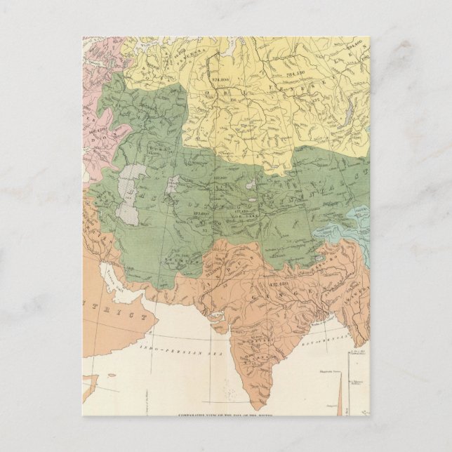 Asien, Europa und Flusssysteme Postkarte (Vorderseite)