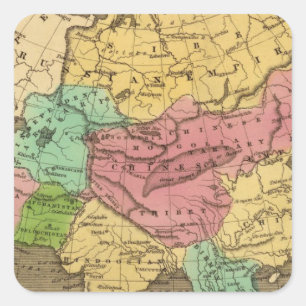 Asien-Handfarbiger Atlas-Karte 2 Quadratischer Aufkleber