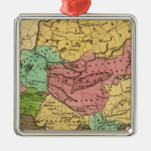 Asien-Handfarbiger Atlas-Karte 2 Silbernes Ornament