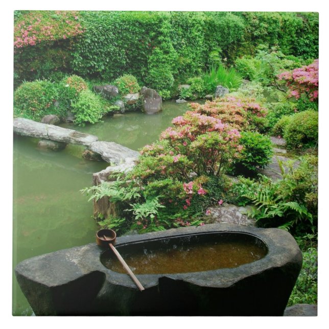 Asien, Japan, Kyoto. Zen-Garten Fliese (Vorderseite)