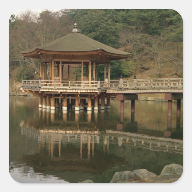 Asien, Japan, Nara, Tempel in Nara Quadratischer Aufkleber (Vorderseite)
