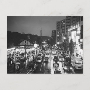 Asien, Japan, Tokio. Abend, Bahnhof Harajuku, Postkarte