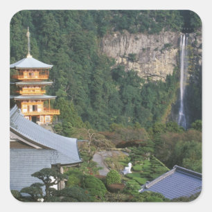 Asien, Japan, Wakayama, Katsuura, Kumano Nachi Quadratischer Aufkleber
