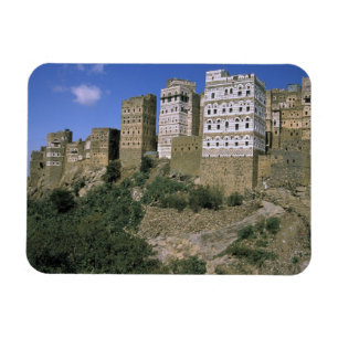 Asien, Jemen, Al Hajjara. Gebäude und nur Magnet