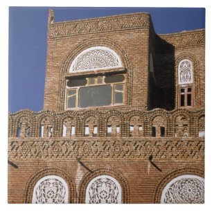 Asien, Jemen, Sana'a. Detail jemenitischer Archite Fliese
