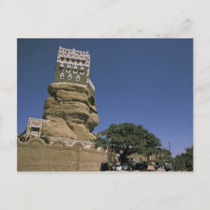 Asien, Jemen, Wadi Dhar. Rock Palace oder Dar Al Postkarte