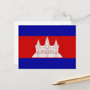 Asien - Kambodscha - kambodschanische Flagge - Postkarte